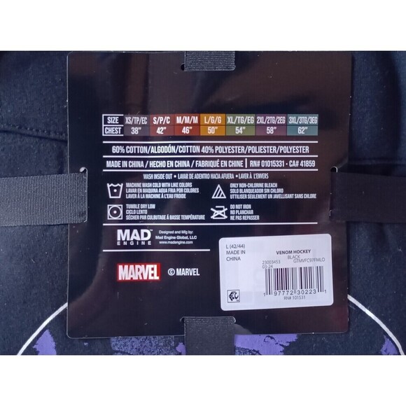 Venom Pullover Hoodie Men's Size Large Graphic Print Black Long Sleeve - Picture 5 of 6